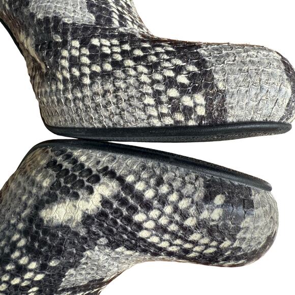 Shellys Snake Print Leather Clogs US 7.5 Chunky Block Heel Mob Wife 70s Vibe SEE - Picture 11 of 14